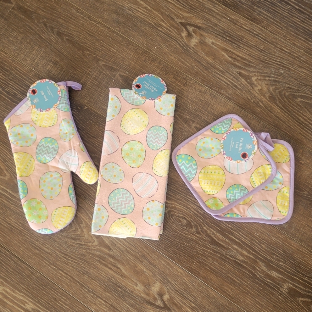Easter Egg Kitchen Set - Pink Lavender Purple and Yellow